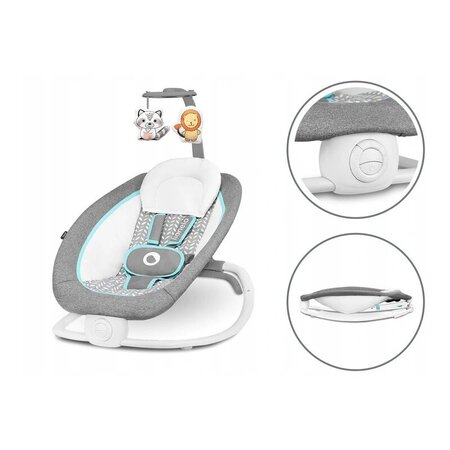 Fotoliu Balansoar pliabil cu vibratii si 12 melodii linistitoare Pascal Scandi, Grey, 0 luni+, Lionelo 634820
