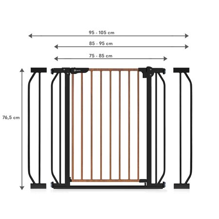 Poarta de siguranta cu prindere prin presiune Truus slim, 75 - 85 cm, Carbon, Lionelo 634846