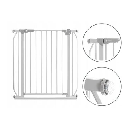 Poarta de siguranta cu prindere prin presiune + 2 extensii Truus slim, 75 - 85 cm + 2 x 10 cm, Grey, Lionelo 634868