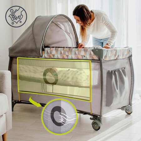 Patut pliabil cu doua nivele Sven Plus, 120 x 60 cm, Grey Concrete, Lionelo 635488