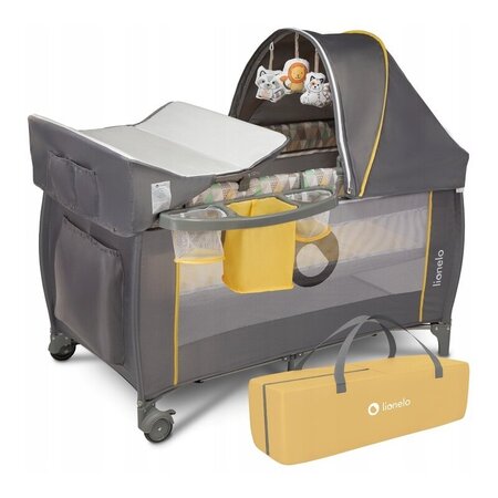 Patut pliabil cu doua nivele Sven Plus, 120 x 60 cm, Yellow Scandi, Lionelo 635536