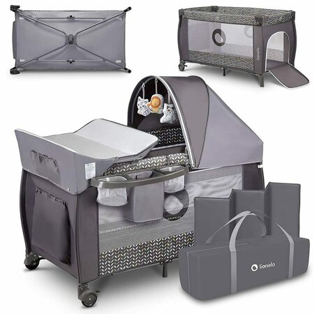 Patut pliabil cu doua nivele Sven Plus, 120 x 60 cm, Grey Scandi, Lionelo 635549