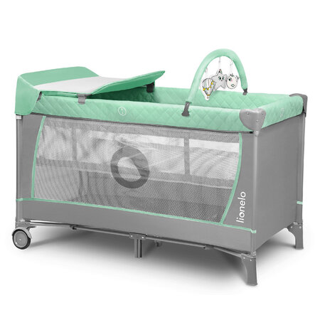 Patut pliabil cu doua niveluri Flower, 120 x 60 cm, Turquoise, Lionelo 635707