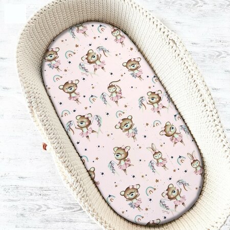 Cearceaf cu elastic pentru landou, carucior si cosulet, Little Ballerina Pink, 80x35 cm, MimiNu 635720