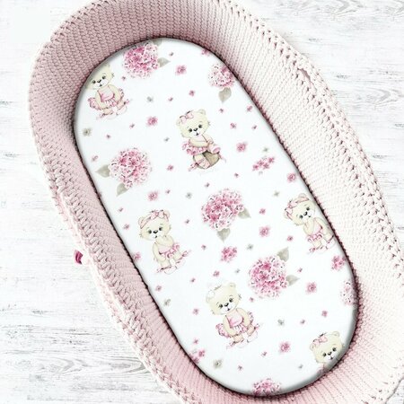 Cearceaf cu elastic pentru landou, carucior si cosulet, Pink Ballerina, 80x35 cm, MimiNu 635727
