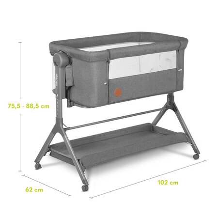 Patut Co-Sleeper cu sistem de leganare Leonie Plus, Grey Stone, Lionelo 635872