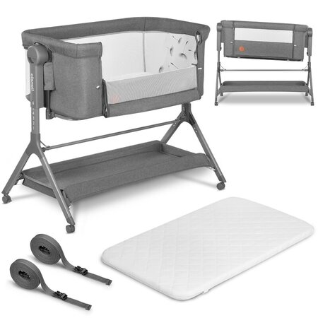 Patut Co-Sleeper cu sistem de leganare Leonie Plus, Grey Stone, Lionelo 635873