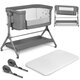 Patut Co-Sleeper cu sistem de leganare Leonie Plus, Grey Stone, Lionelo 635873