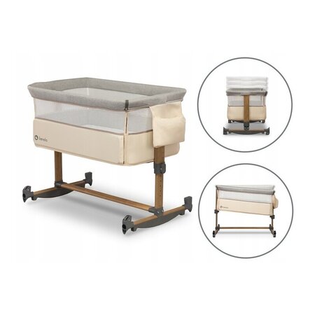 Patut Co-Sleeper cu sistem de leganare Leonie, Beige Sand, Lionelo 635929