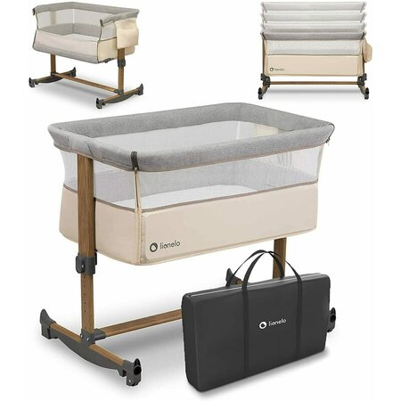 Patut Co-Sleeper cu sistem de leganare Leonie, Beige Sand, Lionelo 635931