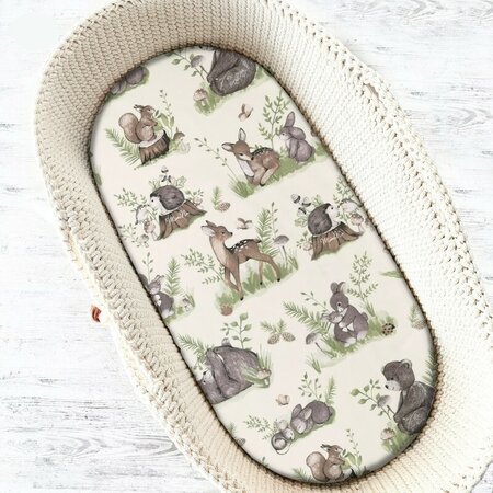Cearceaf cu elastic pentru landou, carucior si cosulet, Calm Forest Natural, 80x35 cm, MimiNu 636007