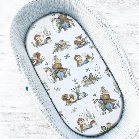 Cearceaf cu elastic pentru landou, carucior si cosulet, Let's Go Blue, 80x35 cm, MimiNu 636028