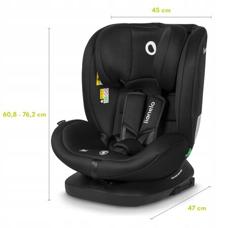 Scaun auto rotativ Bastiaan I-Size, 40 - 150 cm, Black Grey, Lionelo 636137