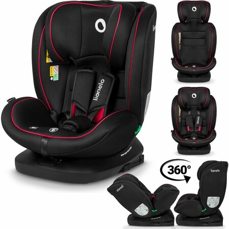 Scaun auto rotativ Bastiaan I-Size, 40 - 150 cm, Black Red, Lionelo 636204