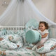 Set paturica de infasat cu doua fete 75x75 cm + Perna bebelusului profilata cu doua fete 23x26 cm, Lulu Natural, Miminu 636210
