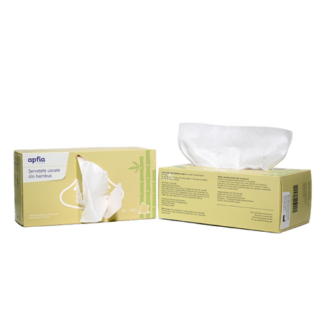 Servetele uscate din bambus, hipoalergenice si biodegradabile, 100 buc, Apfia Care 636341