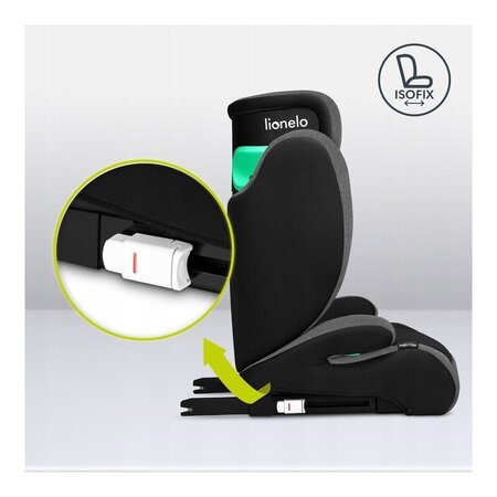 Scaun auto I-Size Hugo, 100 - 150 cm, Black Grey, Lionelo 636378