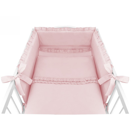 Lenjerie cu volanase pentru patut Royal, 120x60 cm, Powder Pink, Miminu 636528