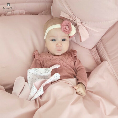 Lenjerie cu volanase pentru patut Royal, 120x60 cm, Powder Pink, Miminu 636522