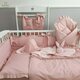 Lenjerie cu volanase pentru patut Royal, 120x60 cm, Powder Pink, Miminu 636512