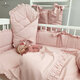 Lenjerie cu volanase pentru patut Royal, 120x60 cm, Powder Pink, Miminu 636521