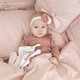 Lenjerie cu volanase pentru patut Royal, 120x60 cm, Powder Pink, Miminu 636522