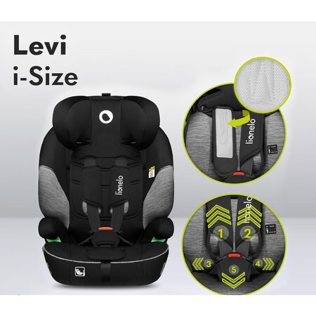 Scaun auto Levi One I-Size, 76 - 150 cm, Black Grey, Lionelo 636540