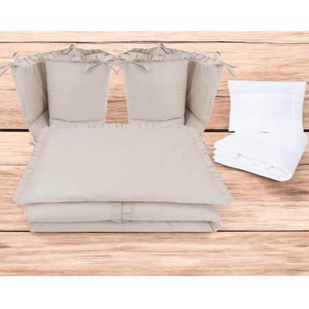 Lenjerie cu volanase pentru patut Royal, 120x60 cm, Beige, Miminu 685329