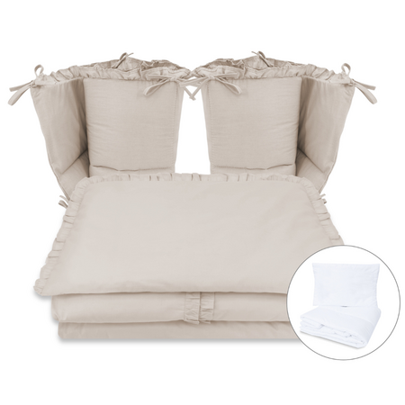 Lenjerie cu volanase pentru patut Royal, 120x60 cm, Beige, Miminu 685330