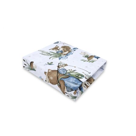 Cearceaf cu elastic pentru patut, Let's Go Blue, 160x80 cm, MimiNu 636680
