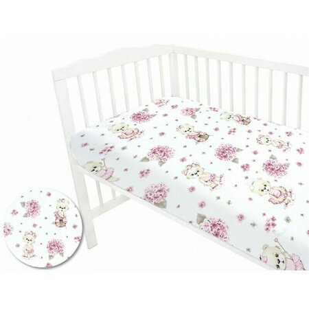 Cearceaf cu elastic pentru patut, Pink Ballerina, 160x80 cm, MimiNu 636728