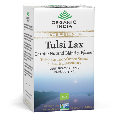Tulsi Lax Ceai Laxativ cu Senna Bio, 18 plicuri, Organic India 456743