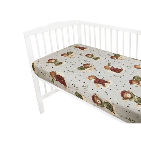 Cearceaf cu elastic pentru patut, Teddy Bear On Moon, 120x60 cm, MimiNu 636832