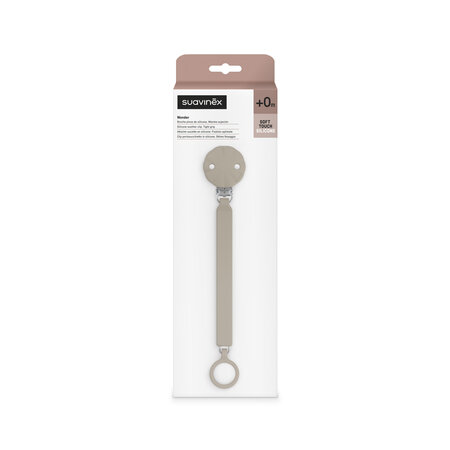 Lantisor din silicon cu clips pentru suzeta Wonder, Gri, Suavinex 636867