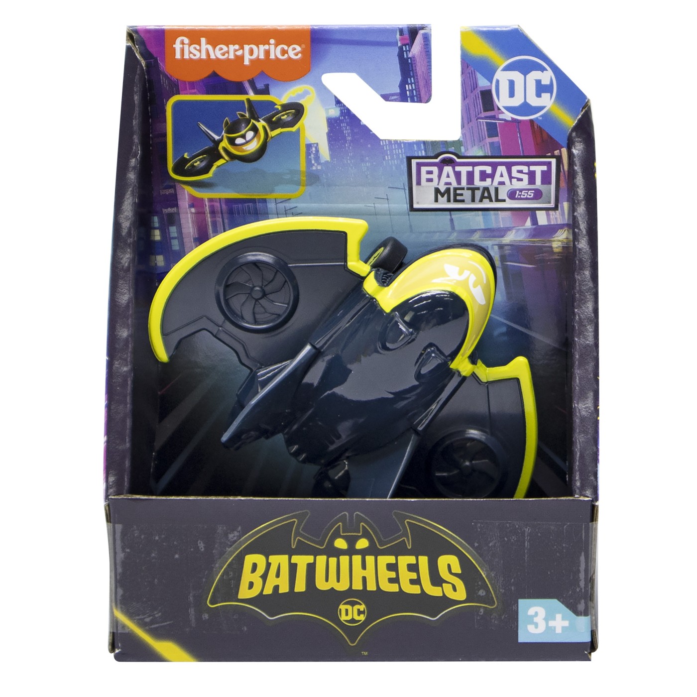 Masinuta metalica Avionul Batwing Batwheels, scara 1:55, +3 ani, Fisher Price