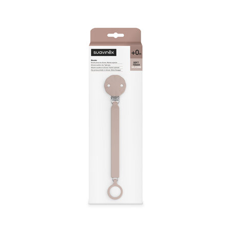 Lantisor din silicon cu clips pentru suzeta Wonder, Roz, Suavinex 636905
