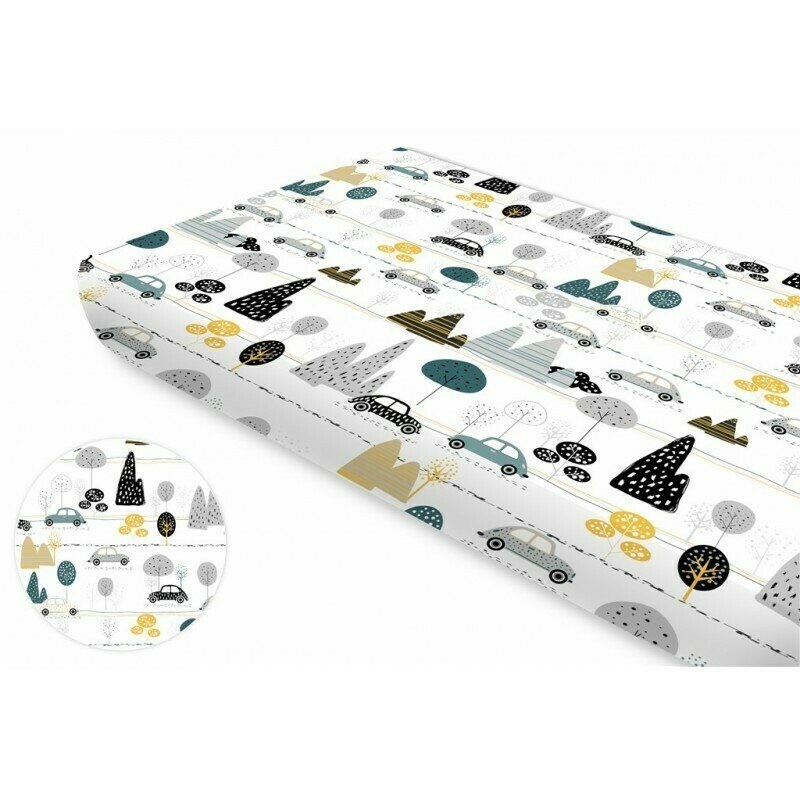 Cearceaf cu elastic pentru patut, Childrens Journey Grey, 140x70 cm, MimiNu