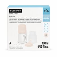 Set biberon anticolici 180 ml + Tetina cu debit variabil + Saculet din silicon Zero Zero, Suavinex