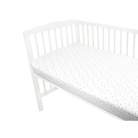 Cearceaf cu elastic pentru patut, Mini Gray Stars, 140x70 cm, MimiNu 636966