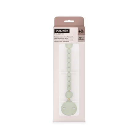 Lantisor din silicon cu clips pentru suzeta Colour Essence, Verde, Suavinex 637064