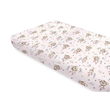 Cearceaf cu elastic pentru patut, Little Ballerina Pink, 140x70 cm, MimiNu 637078