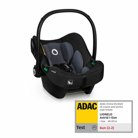 Scoica auto Astrid I-Size, 40 - 87 cm, Black Grey, Lionelo 682414