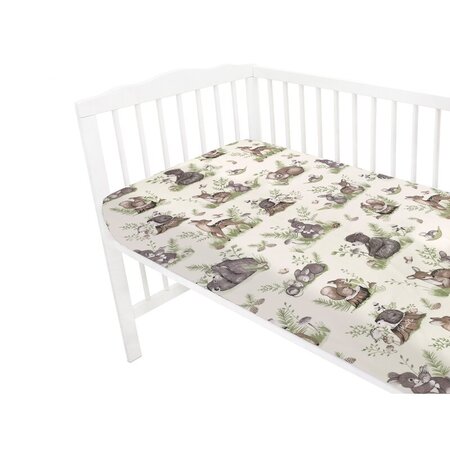 Cearceaf cu elastic pentru leagan sau patut co-sleeper, Calm Forest Natural, 90x40 cm, MimiNu 637808