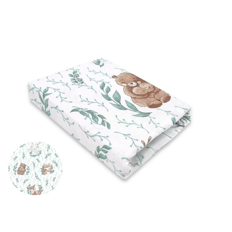 Cearceaf cu elastic pentru leagan sau patut co-sleeper, Lulu Natural, 90x40 cm, MimiNu