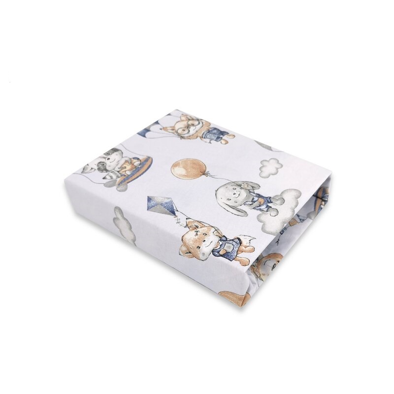 Cearceaf cu elastic pentru leagan sau patut co-sleeper, Parachutes Blue, 90x40 cm, MimiNu