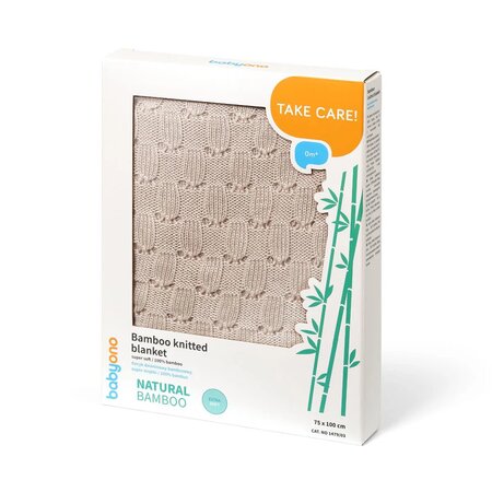 Paturica tricotata din fibre de bambus, Bej, + 0 luni, Babyono 637922
