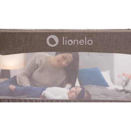 Bariera de siguranta rabatabila pentru pat cu buzunar de accesorii Eva, 150 x 35 cm, Grey Melange, Lionelo 637952