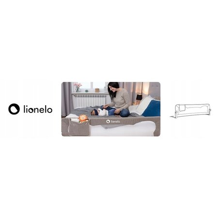 Bariera de siguranta rabatabila pentru pat cu buzunar de accesorii Eva, 150 x 35 cm, Grey Melange, Lionelo 637957