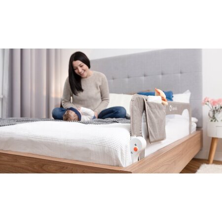 Bariera de siguranta rabatabila pentru pat cu buzunar de accesorii Eva, 150 x 35 cm, Grey Melange, Lionelo 637951