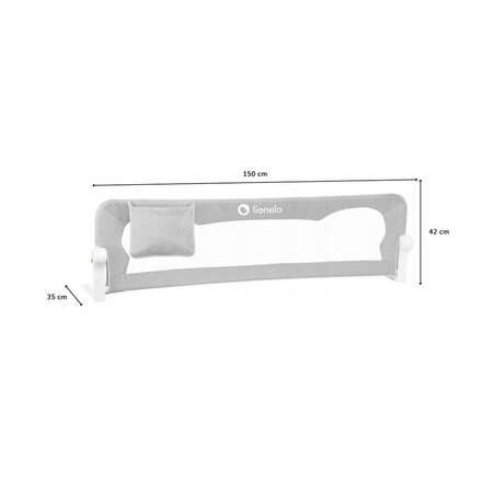 Bariera de siguranta rabatabila pentru pat cu buzunar de accesorii Eva, 150 x 35 cm, Grey Melange, Lionelo 637944